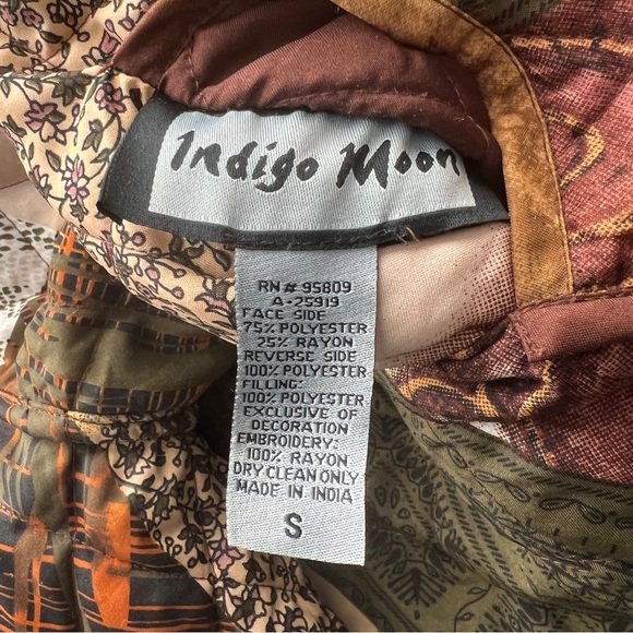 Indigo Moon VTG Reversible Patchwork Brown Quilted Jacket Cottagecore Boho SZ S - Picture 15 of 15